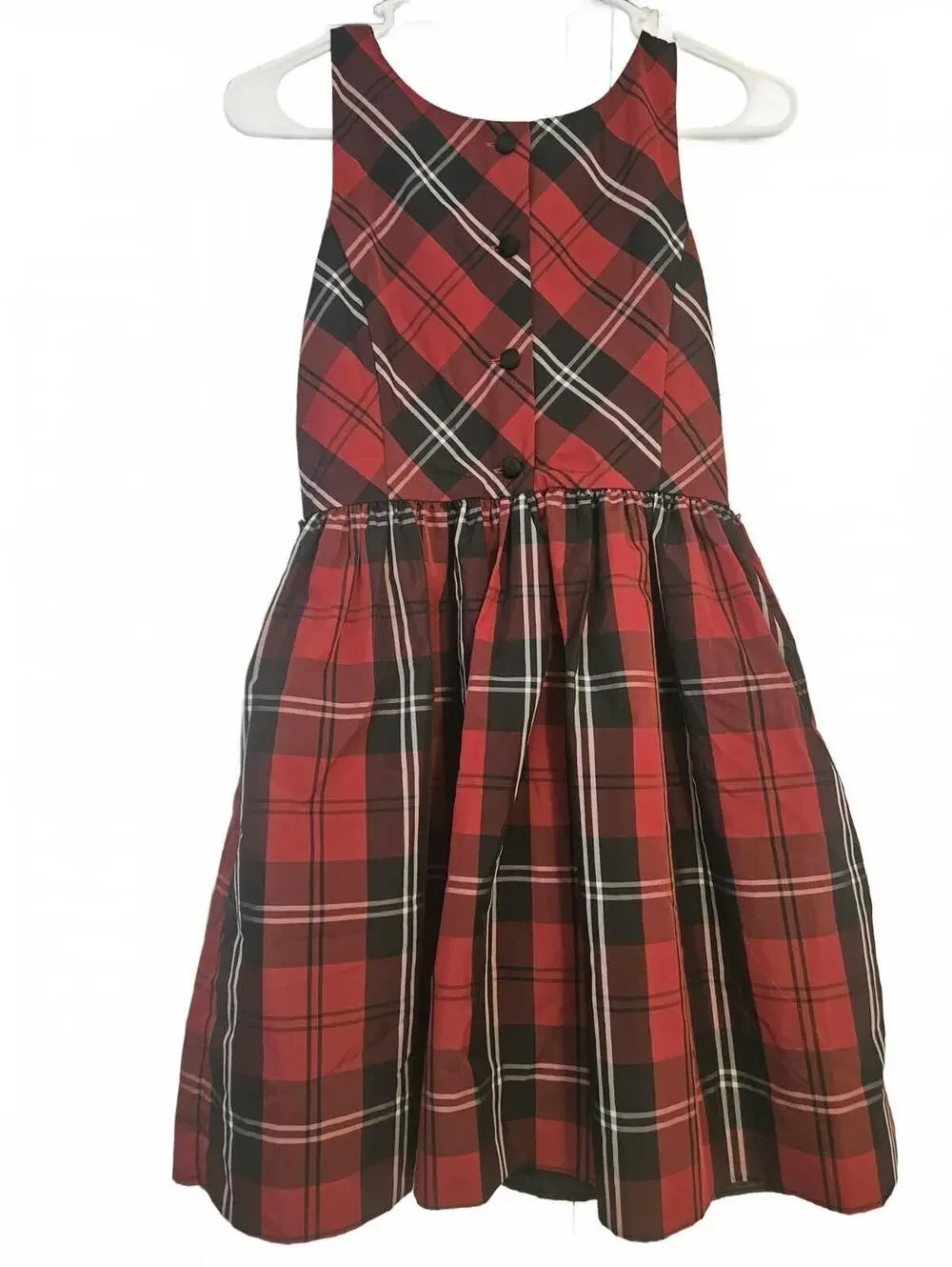 Polo Ralph Lauren Christmas Girls 12 Red Black Tartan Plaid Fit & Flare Dress